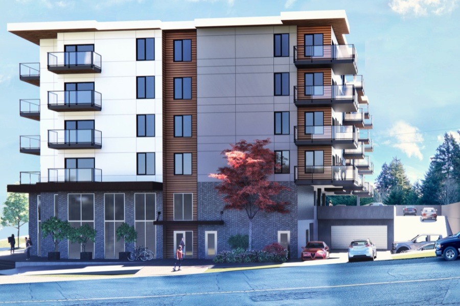 A exterior rendering of 3211 Jacklin Road, a commercial project, designed by Alan Lowe Architecture.