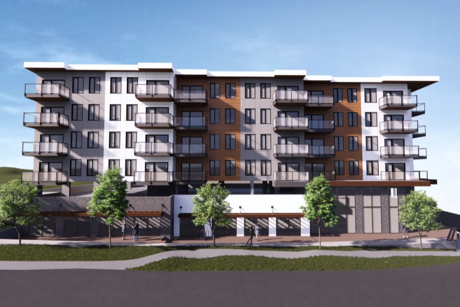 A exterior rendering of 3211 Jacklin Road, a commercial project, designed by Alan Lowe Architecture.