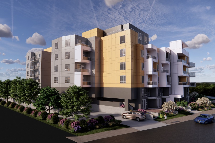 A exterior rendering of 3933 Quadra St, a commercial project, designed by Alan Lowe Architecture.