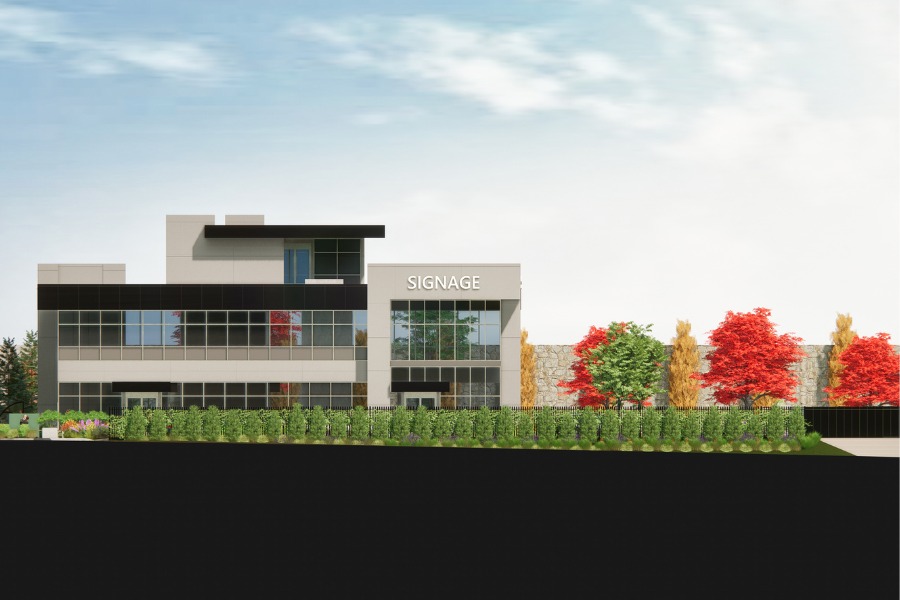 A exterior rendering the City Gate Office, a commercial project, designed by Alan Lowe Architecture.