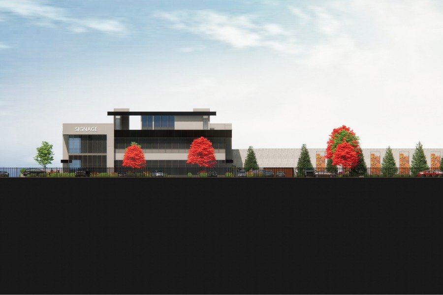 A exterior rendering the City Gate Office, a commercial project, designed by Alan Lowe Architecture.