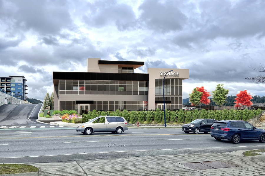 A exterior rendering the City Gate Office, a commercial project, designed by Alan Lowe Architecture.