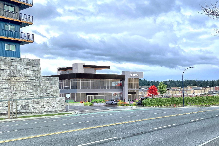 A exterior rendering the City Gate Office, a commercial project, designed by Alan Lowe Architecture.