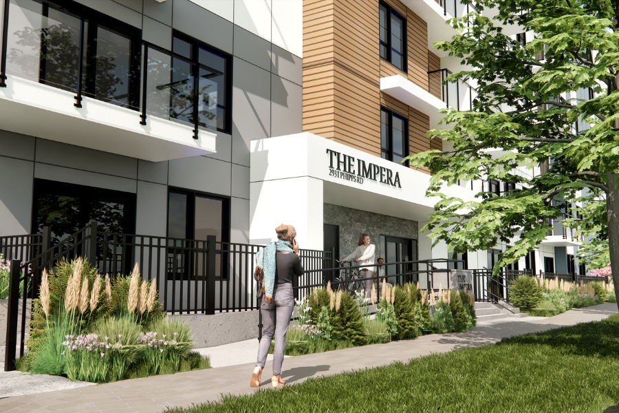 A exterior rendering of the Impera Building, a commercial project, designed by Alan Lowe Architecture.