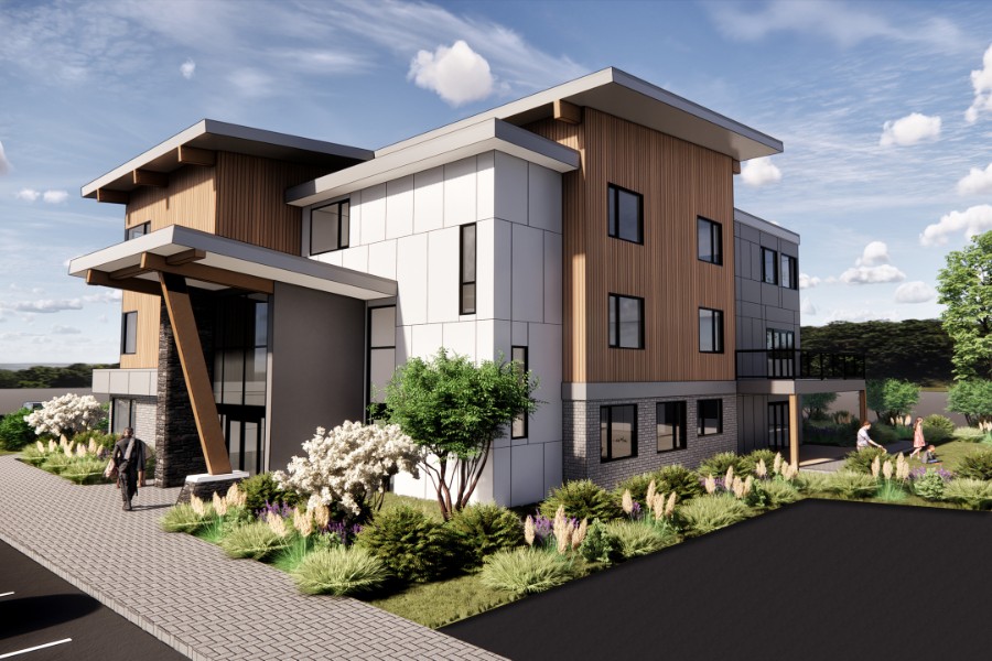 A exterior rendering of Jesse's House, a residential project, designed by Alan Lowe Architecture.