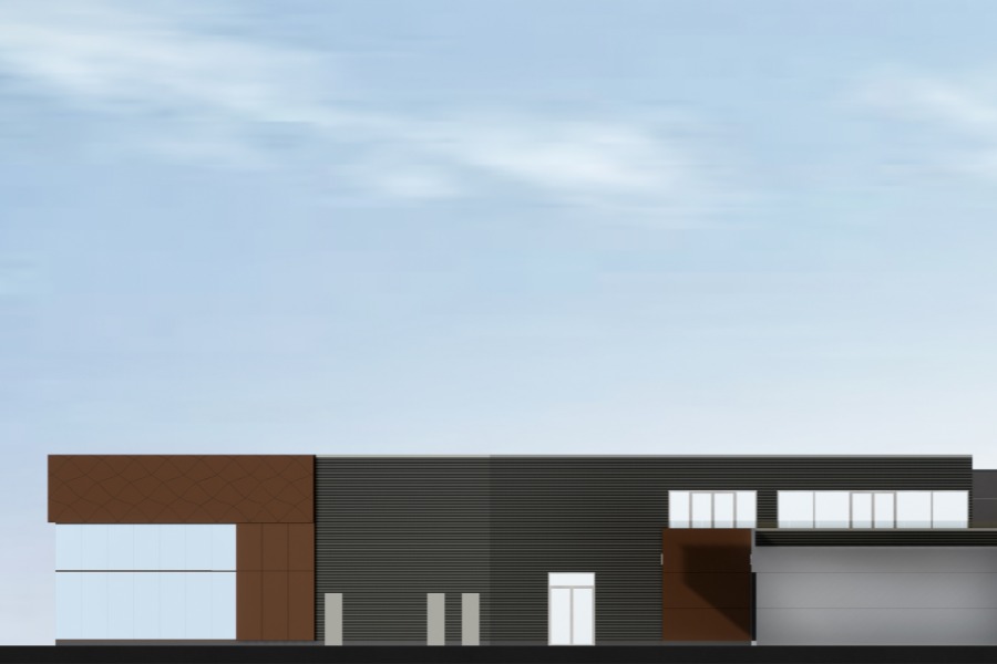 A exterior rendering of KOT Hyundai Dealership, a commercial project, designed by Alan Lowe Architecture.