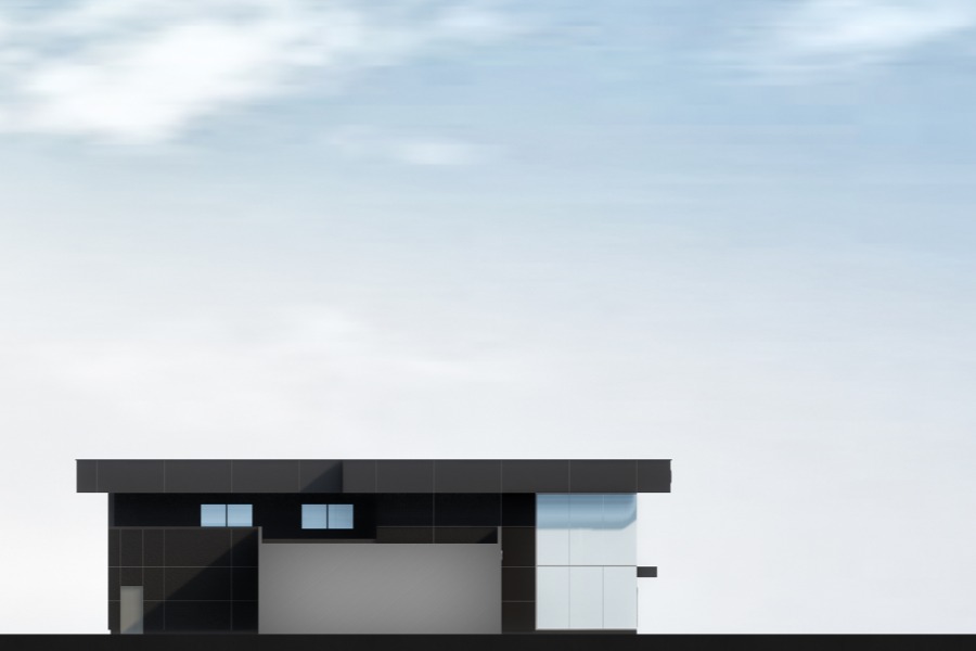 A exterior rendering of KOT Hyundai Dealership, a commercial project, designed by Alan Lowe Architecture.