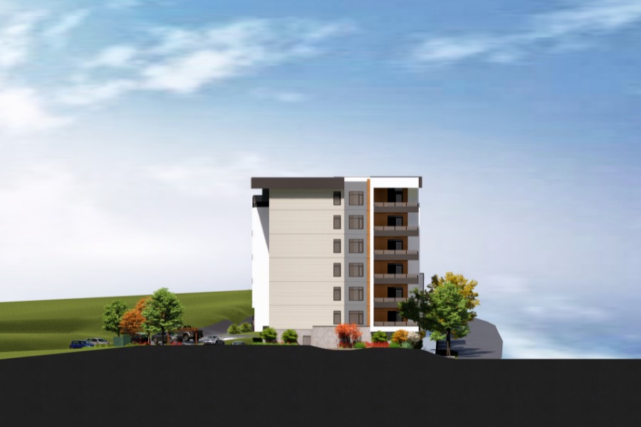 A exterior rendering of the Secretariat Building, a commercial project, designed by Alan Lowe Architecture.