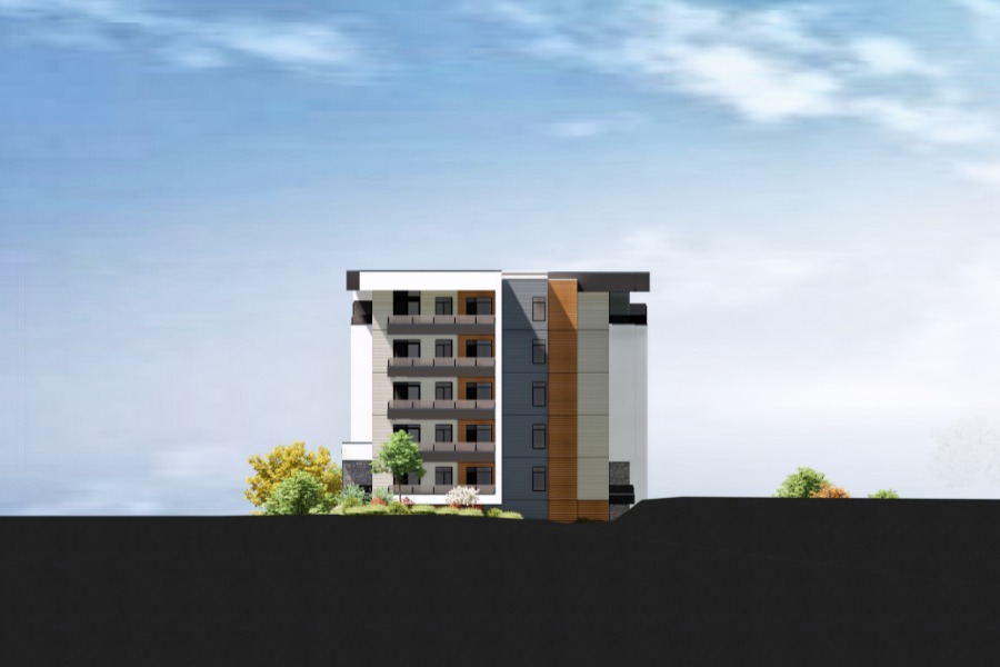 A exterior rendering of the Secretariat Building, a commercial project, designed by Alan Lowe Architecture.