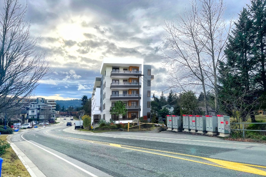 A exterior rendering of the Secretariat Building, a commercial project, designed by Alan Lowe Architecture.