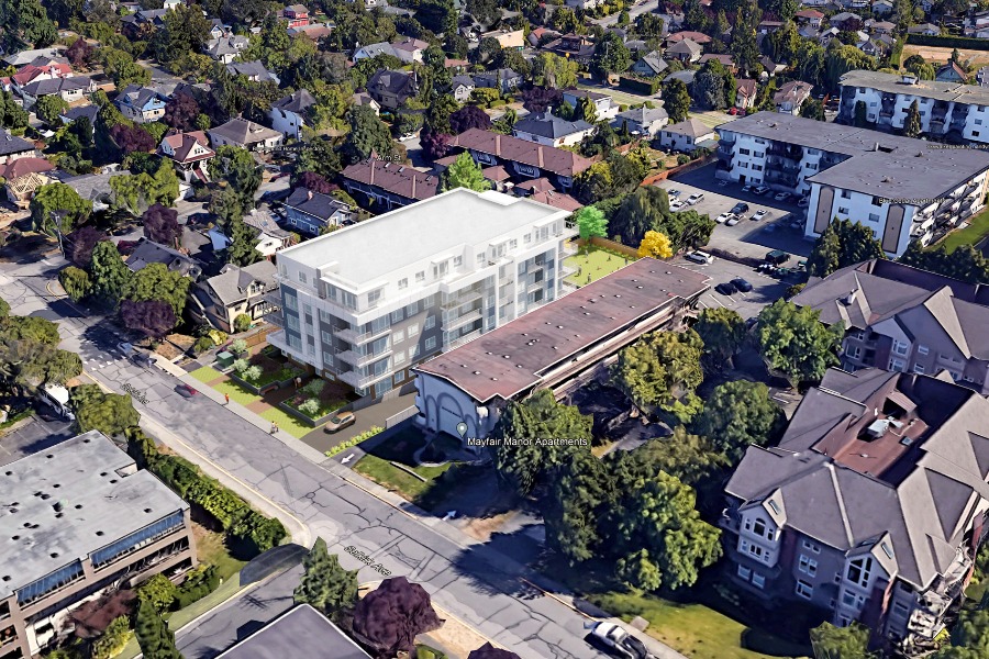 A exterior rendering of the Stirling Building on Selkirk, a commercial project, designed by Alan Lowe Architecture.