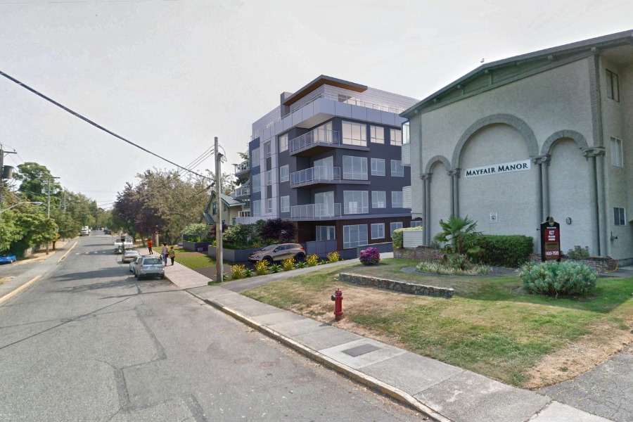 A exterior rendering of the Stirling Building on Selkirk, a commercial project, designed by Alan Lowe Architecture.